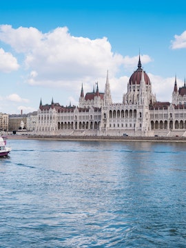 Budapest river cruise on the Danube with views of the Parliament building.
