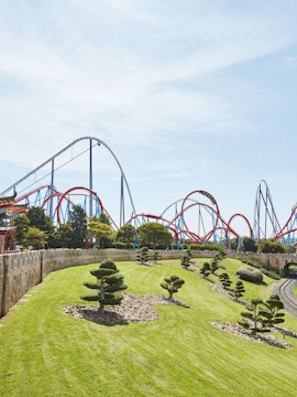PortAventura World roller coaster in Barcelona theme park.