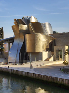 Guggenheim Museum Bilbao exterior with modern architecture in Bilbao, Spain.
