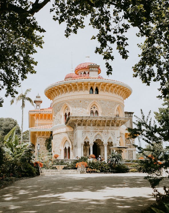 Monserrate Palace and Park in Lisbon with lush gardens and unique architectural details.