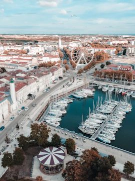 La Rochelle Tower overlooking the harbor in La Rochelle, France.