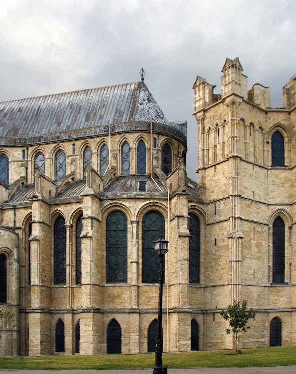 Canterbury Cathedral exterior in London, showcasing Gothic architecture.