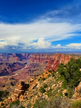 Grand Canyon South Rim view from helicopter tour departing Las Vegas.