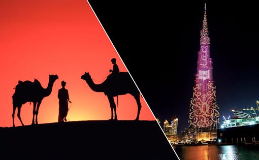 2 Day Combo: Burj Khalifa + Dubai Aquarium + Desert Safari + Dhow Dinner Cruise