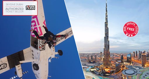 SkyDive Dubai: Tandem Skydiving at Desert Campus Drop Zone + Free Burj Khalifa