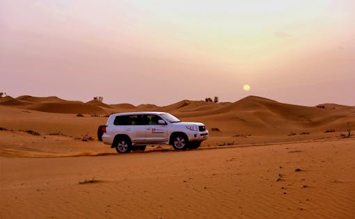 Evening Desert Safari with BBQ Dinner, Camel Ride & Sandboarding