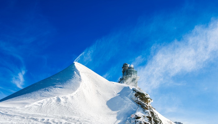 Majestic peaks view from Grindelwald cable car in Switzerland.
