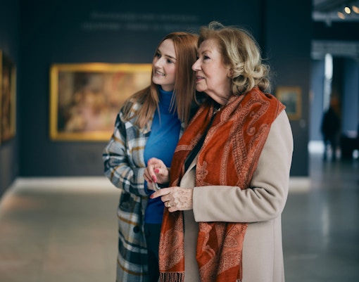 Women viewing paintings at Musée Marmottan Monet, Paris.