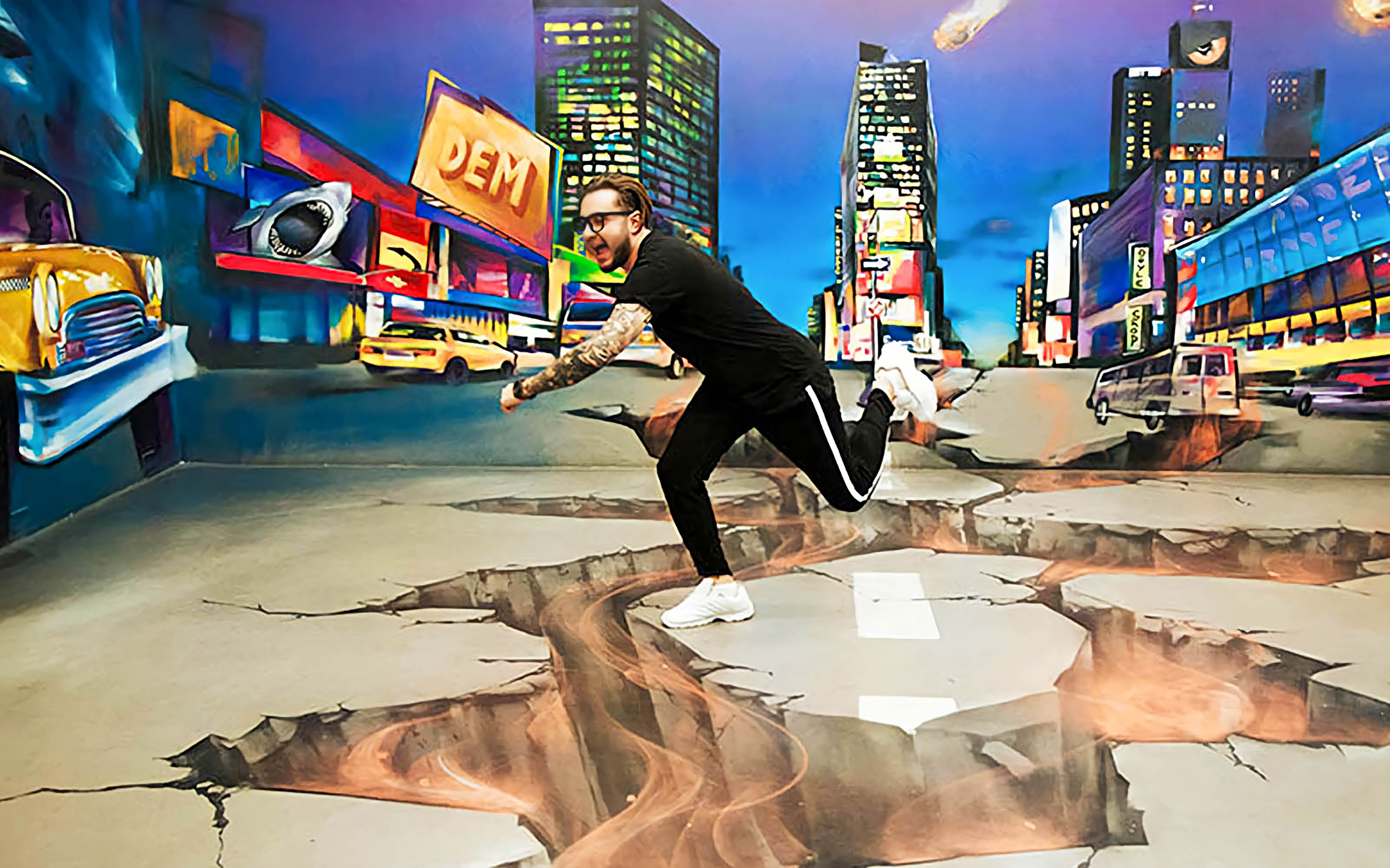 Visitors exploring interactive exhibits at Museum of Illusions Dubai.