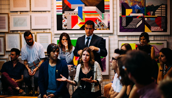 Visitors exploring contemporary art installations during Rome Art Week in October.