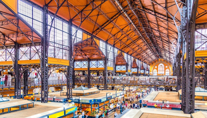visiting Great Market hall during Budapest City Sightseeing tours
