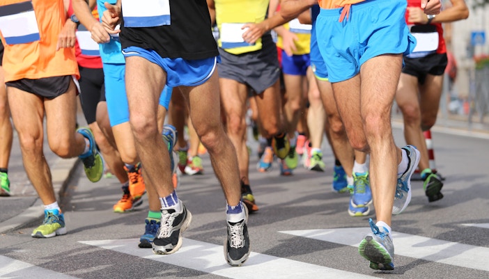 Runners crossing a bridge during the Venice Marathon in October.
