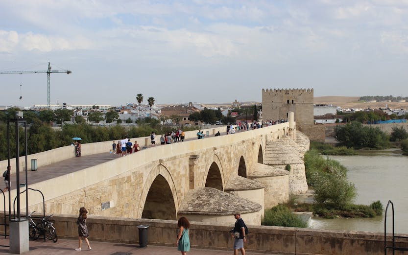 Roman Bridge in Cordoba, Spain, spanning the Guadalquivir River.