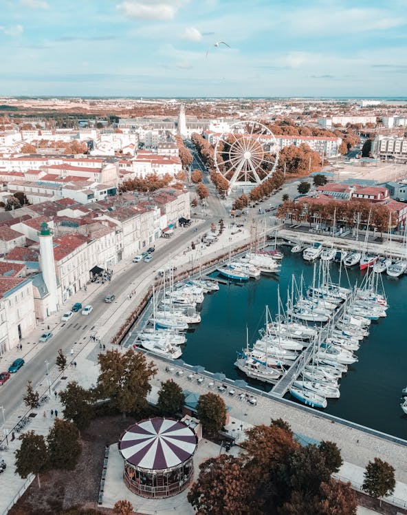 La Rochelle Tower overlooking the harbor in La Rochelle, France.