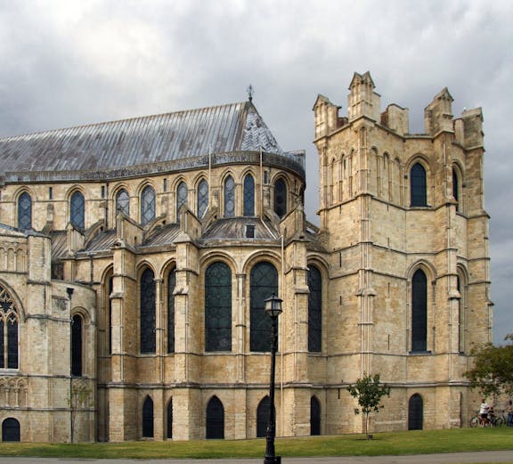 Canterbury Cathedral exterior in London, showcasing Gothic architecture.