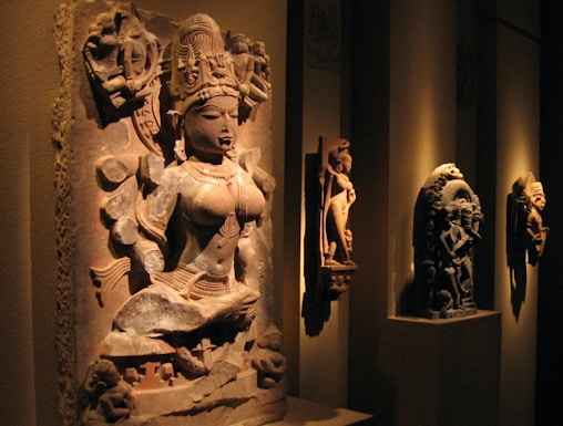 Ancient sculptures displayed at the Asian Civilisations Museum, Singapore.
