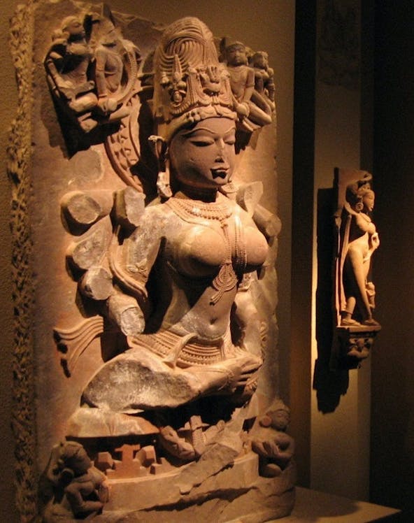 Ancient sculptures displayed at the Asian Civilisations Museum, Singapore.