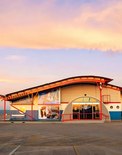 Royal Flying Doctor Service building in Darwin at sunset.