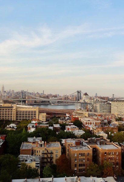 Brooklyn Bridge and Manhattan skyline view from Brooklyn, New York.
