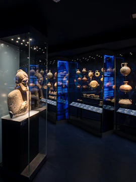 Ancient artifacts displayed in the Museum of Cycladic Art, Athens.