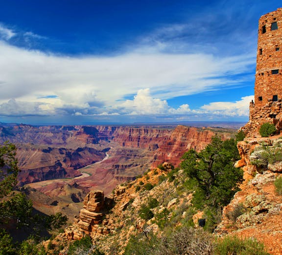 Grand Canyon South Rim view from helicopter tour departing Las Vegas.