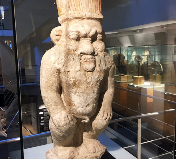 Ancient Egyptian statue on display at Museu Egipci de Barcelona.