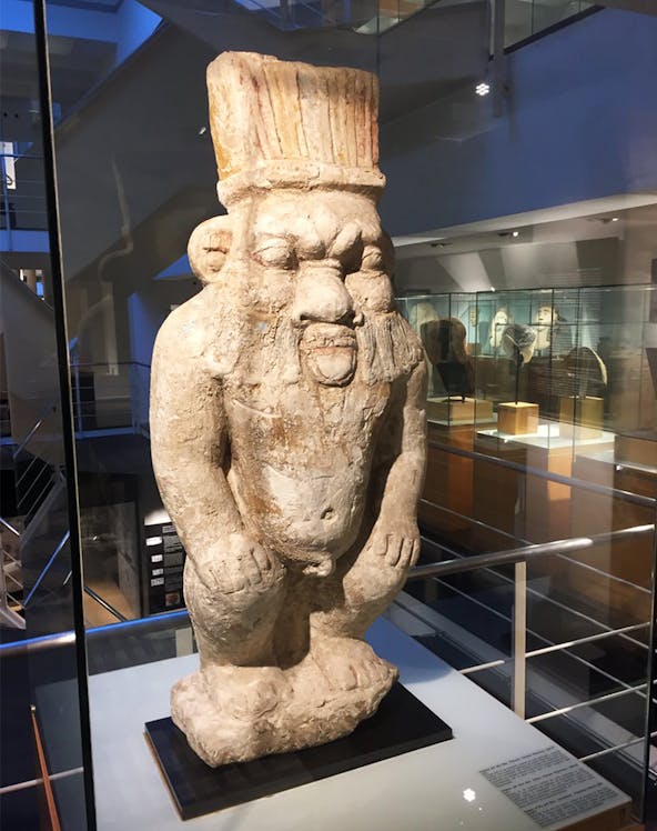 Ancient Egyptian statue on display at Museu Egipci de Barcelona.