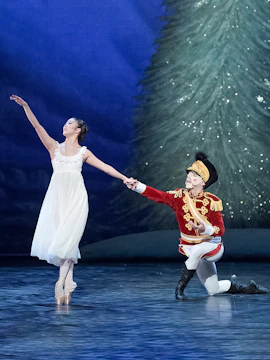 Ballet dancers performing a scene from the Nutcracker at the English National Ballet.