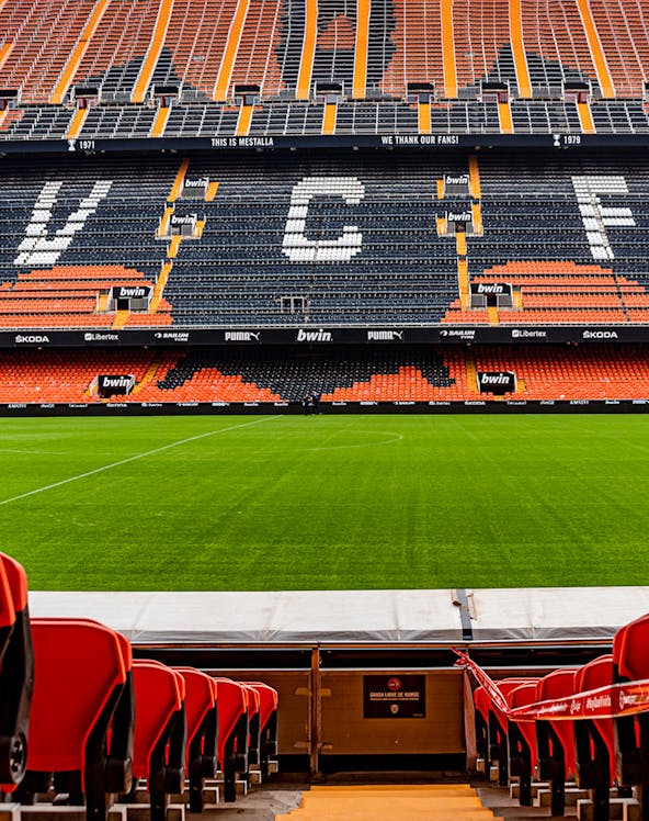 Mestalla stadium seating and field view, Valencia, Mestalla Forevertour.
