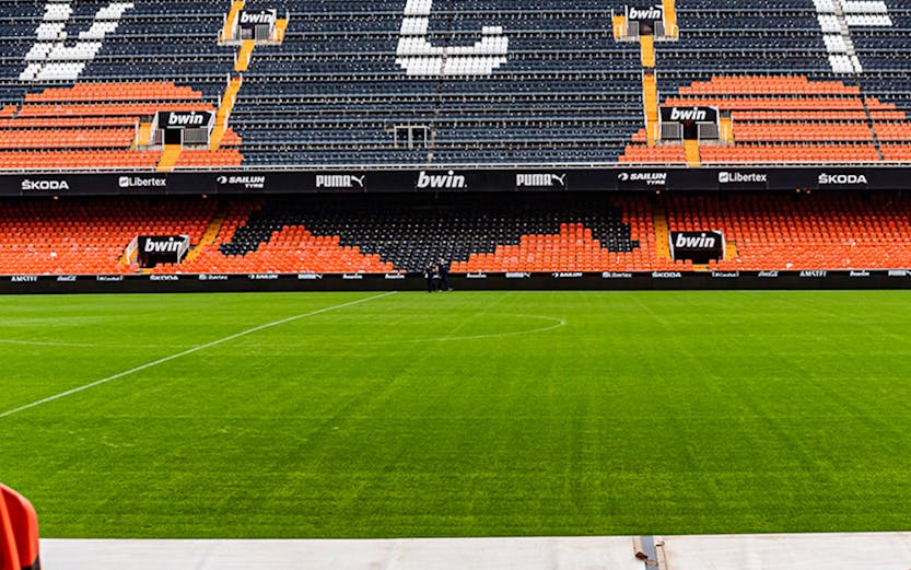Mestalla stadium seating and field view, Valencia, Mestalla Forevertour.