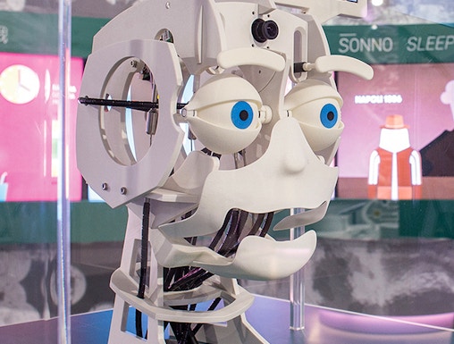 Interactive robot exhibit at Città della Scienza, Naples.