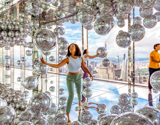 Summit One Vanderbilt observation deck with panoramic views of New York City skyline.