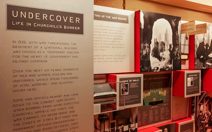 Westminster tour display of Churchill's War Rooms history and artifacts.