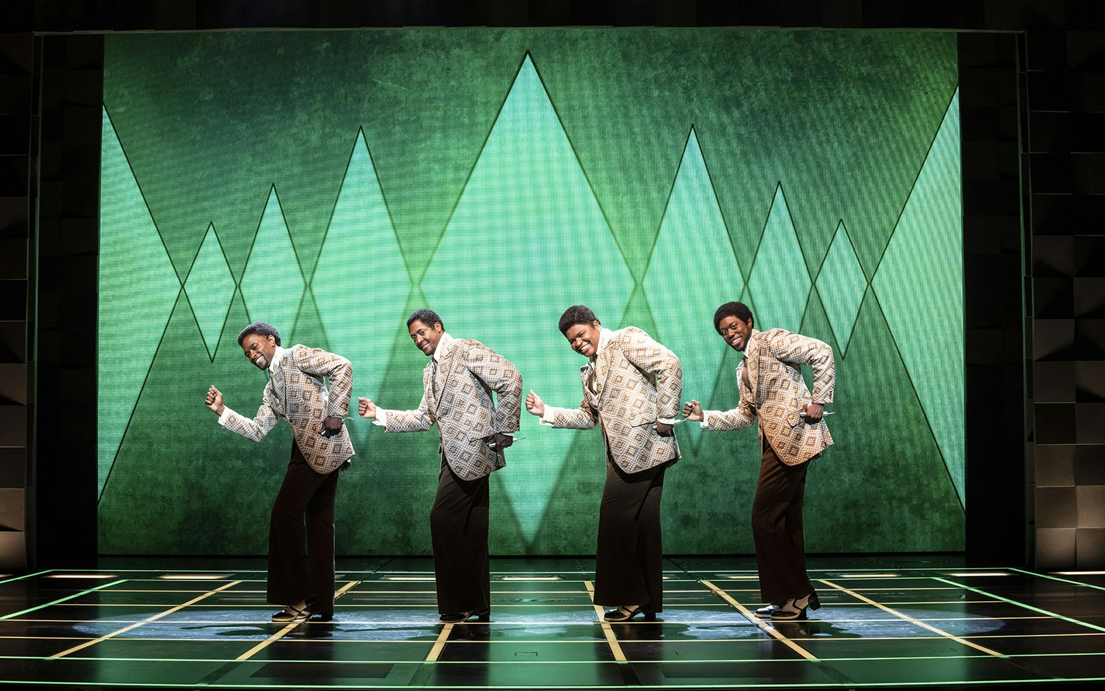 The Drifters Girl musical cast performing on stage in London theater.