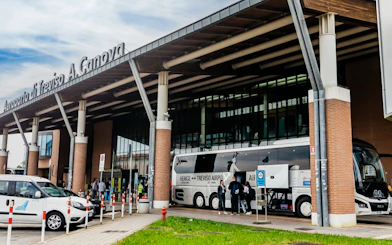 Bus at Treviso Airport for round-trip to Venice Mestre.