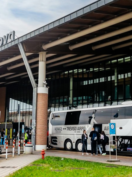 Bus at Treviso Airport for round-trip to Venice Mestre.