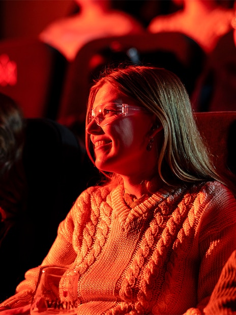 Guests watching the Lava show in Reykjavik theater.