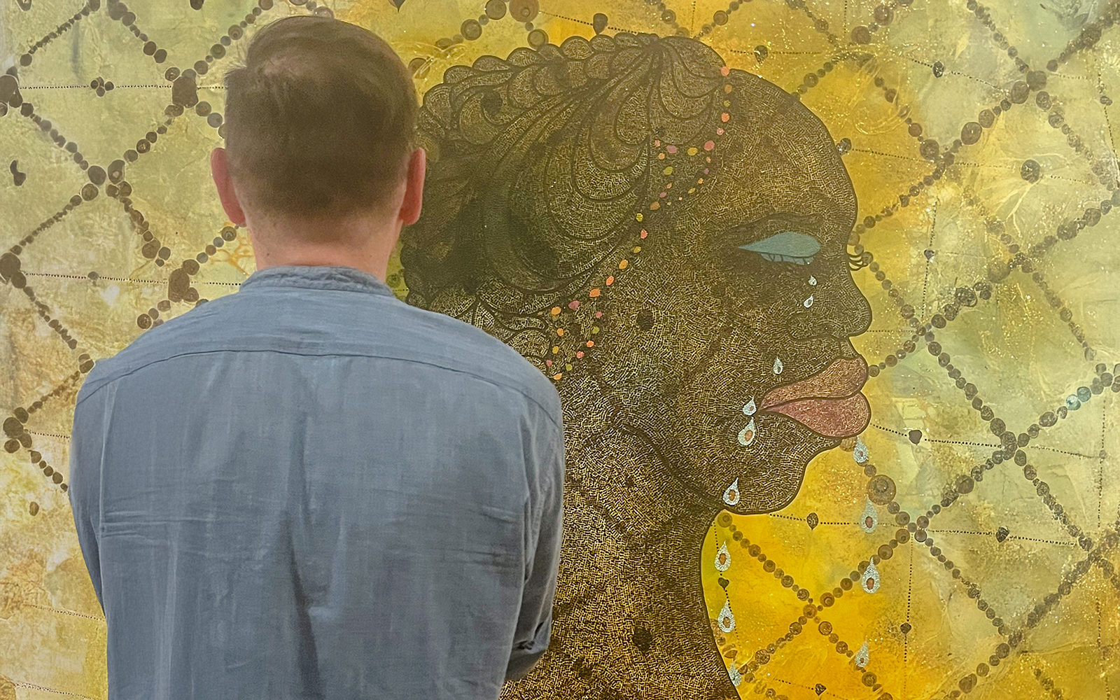 Guest viewing artwork on the Tate Britain Official Discovery Tour.