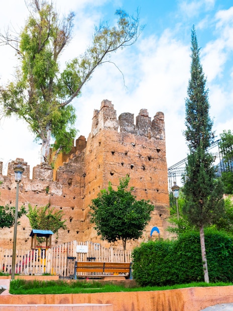 Kasbah of Chefchaouen with surrounding greenery, Morocco.