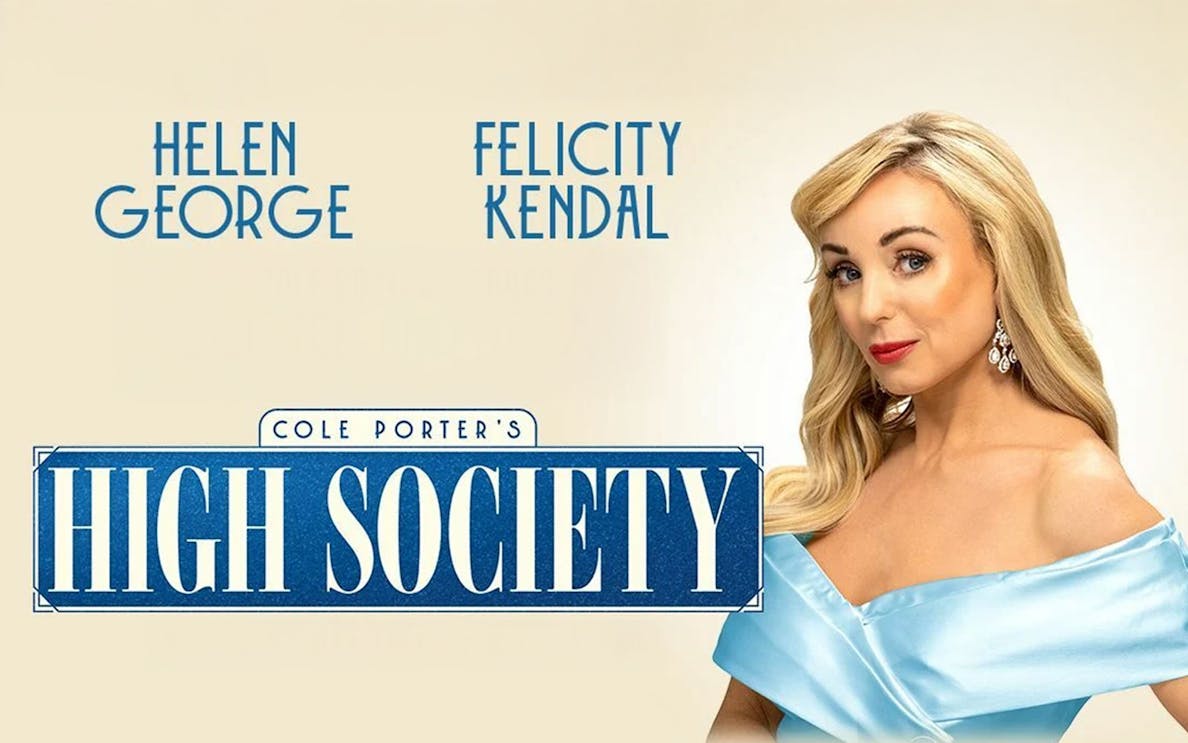 Poster for High Society West End show featuring cast members
