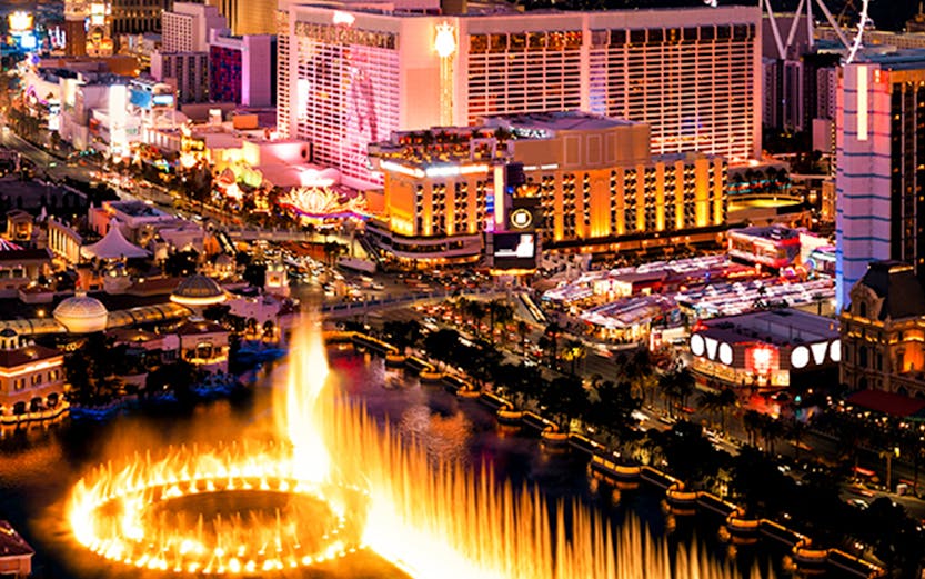 Las Vegas Strip helicopter tour showcasing iconic hotels and casinos.