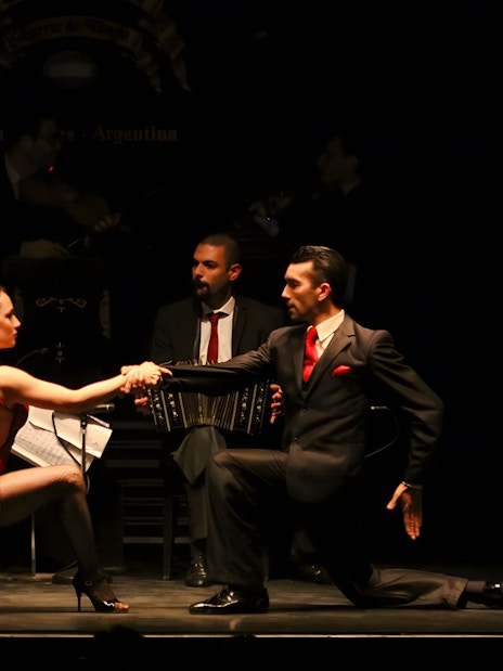 Dancers performing at Piazzolla Tango Show in Buenos Aires, Argentina.