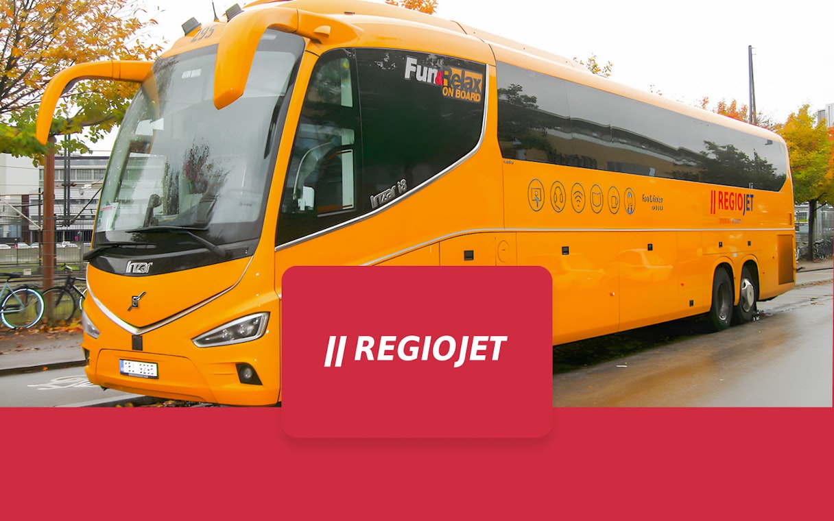 RegioJet bus for round-trip tickets between Prague Airport and city center.