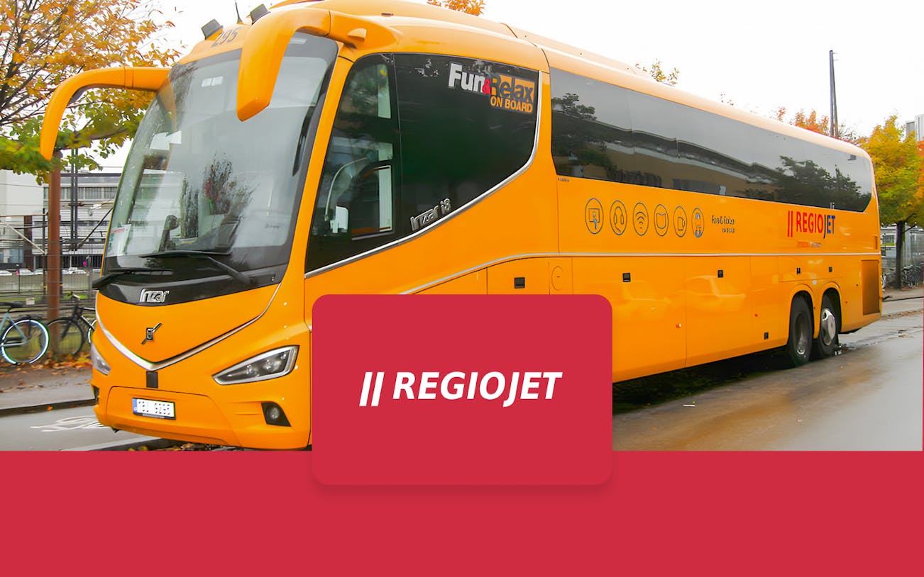 RegioJet bus for round-trip tickets between Prague Airport and city center.