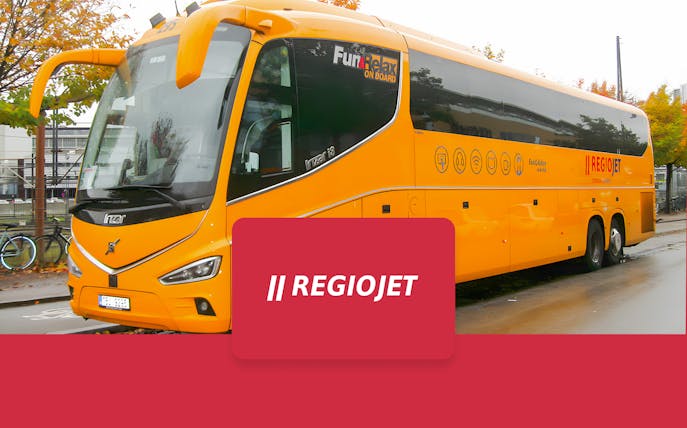 RegioJet bus for round-trip tickets between Prague Airport and city center.