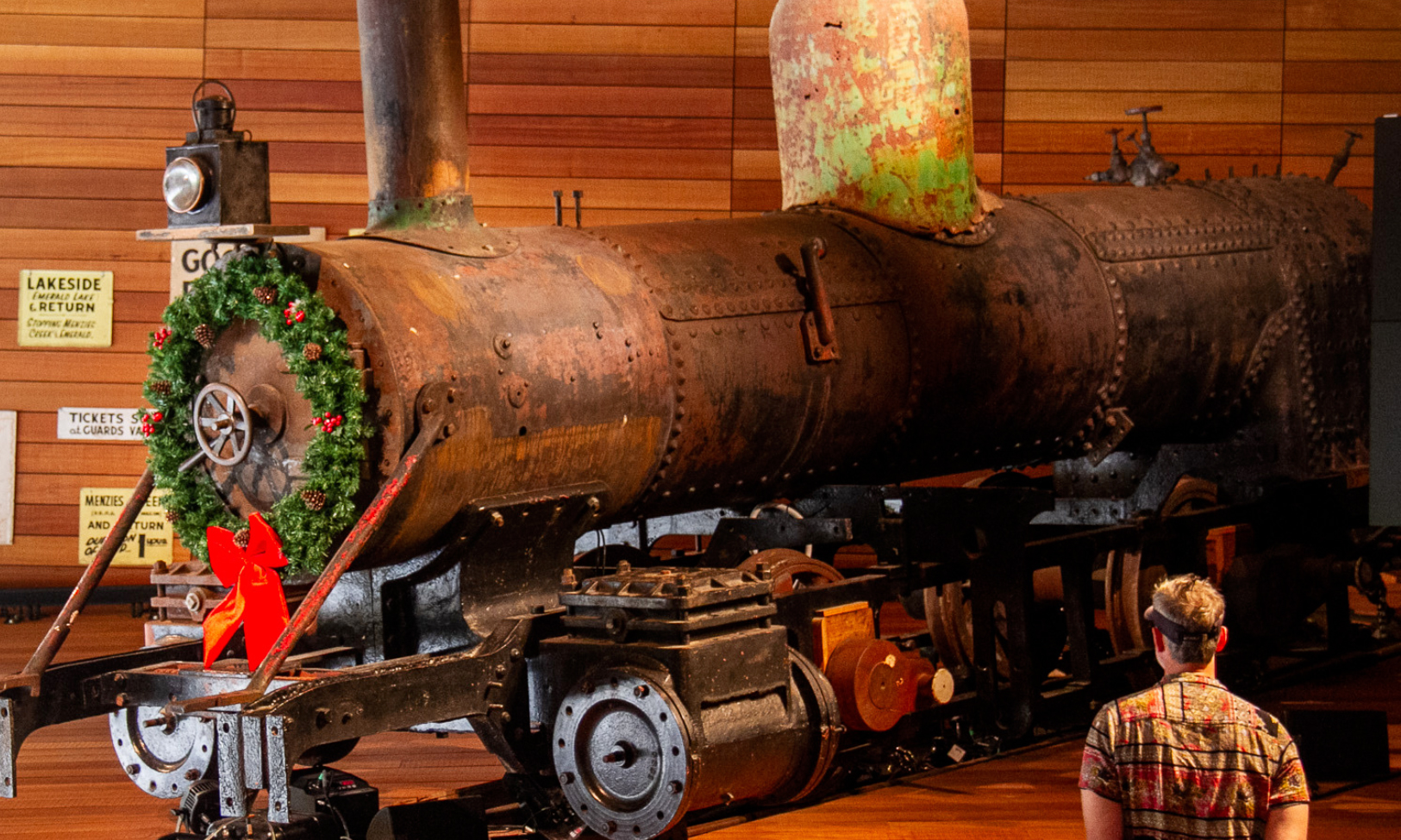Historic steam locomotive display at Puffing Billy visitor centre near Melbourne.