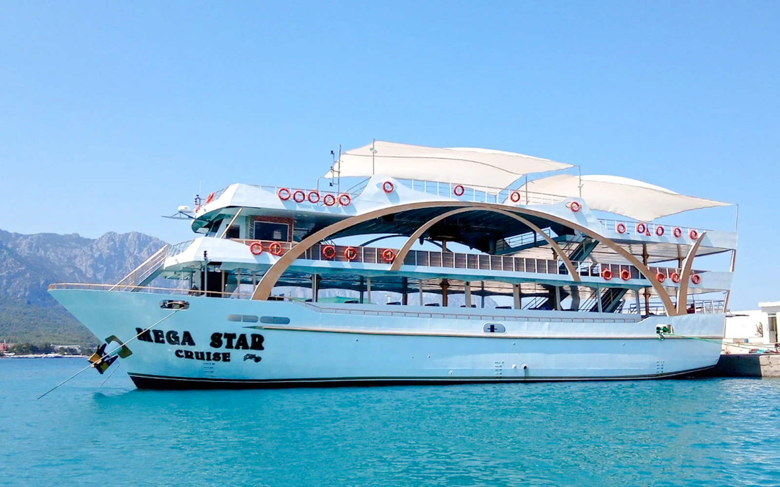 Mega Star Antalya-Kemer Boat Cruise with Lunch and DJ