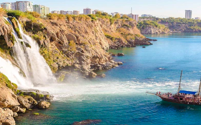 Antalya Coast Boat Cruise to Duden Waterfalls and Lara Beach with Lunch & Soft Drinks
