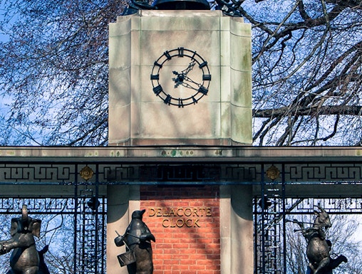 Delacorte Clock with animal sculptures at Central Park Zoo, New York City.
