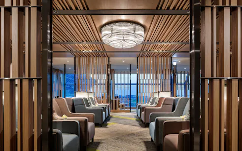 Plaza Premium Lounge seating area, Zone A, Taipei, Taiwan.